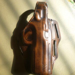 Brown Leather Blackhawk Holster, Made in Italy
